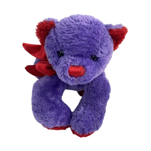 MARY MEYER Vintage 2000 Purple Red Heart Bear Weighted Stuffed Animal Plush - Picture 1 of 10